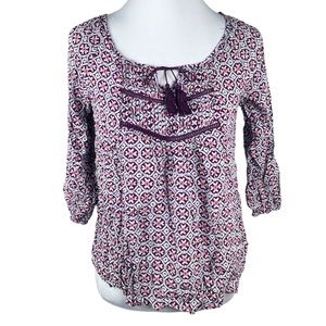 Mossimo Boho Printed Shirt Purple Gray Size Medium